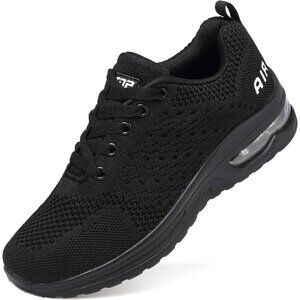 Brand New Women All Black Rubber Running Shoes Air Cushion Mesh Sneakers Gym